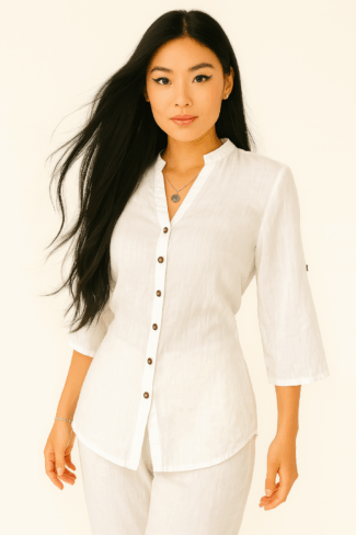 Leinenbluse „Gloriette“ – Zeitlos & natürlich in Weiß